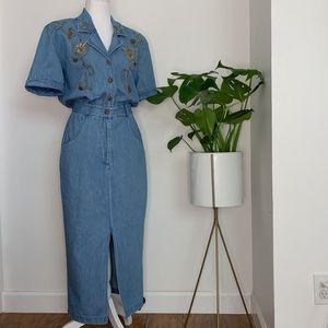 Vintage PG Collections Unique Maxi Denim Dress Size 6